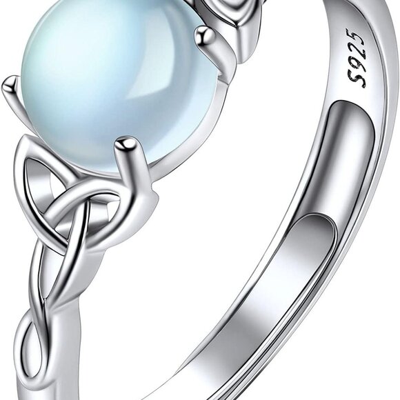 925 Sterling Silver Good Luck Celtic Twisted Knot/Claddagh Heart Birthstone Ring - Picture 1 of 6